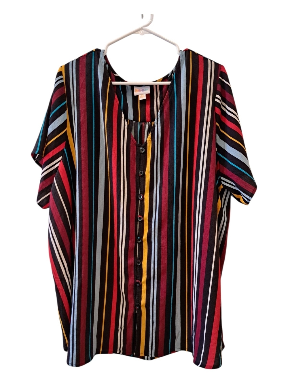 LuLaRoe Multicolor Vertical Stripe Button-Down Top Size 3XL